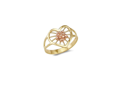 Two Tone Plated Filigree Flower Ring